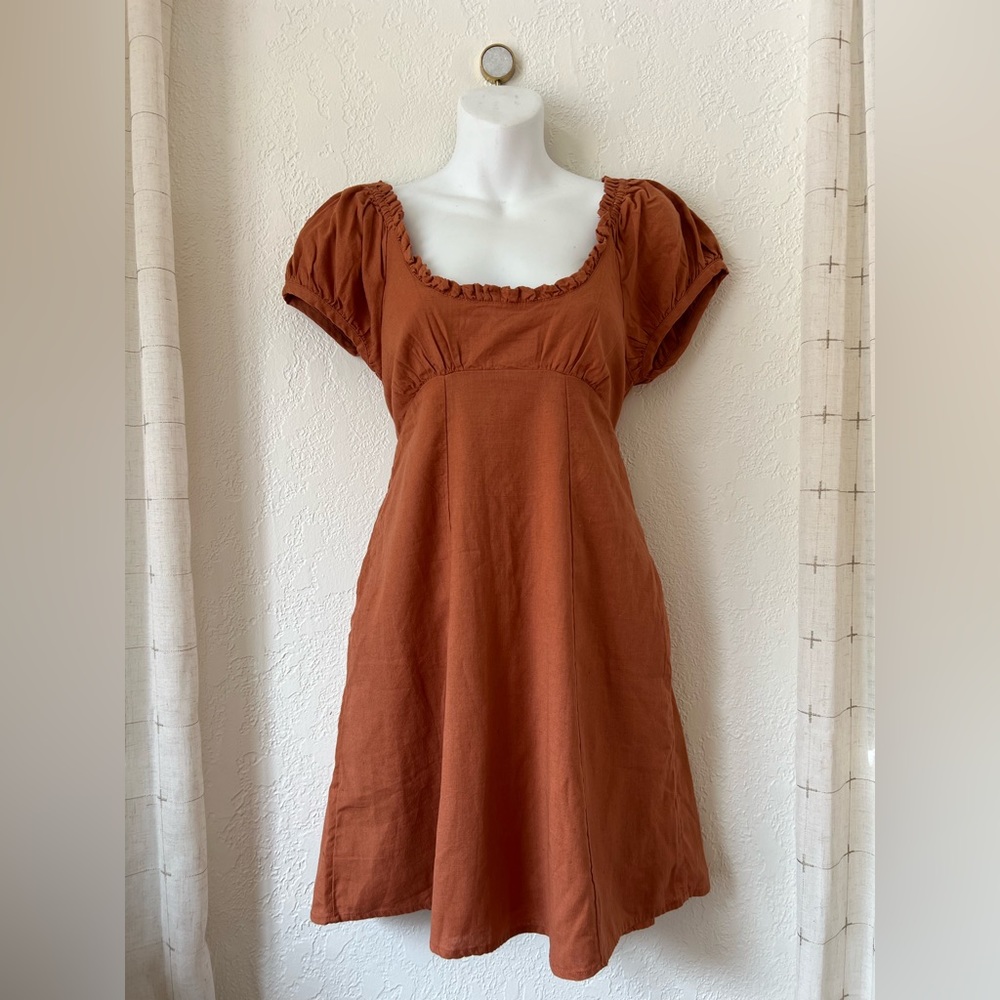Free People linen babydoll ruffle dress, size small